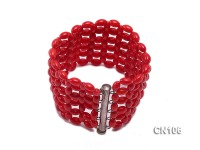 5x7mm Oval Red Coral Hand-Weaved Bracelet