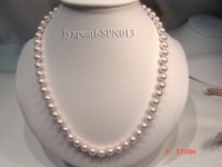 7.3mm white round seawater pearl necklace