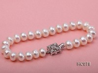 8-9mm white flat freshwater pearl bracelet