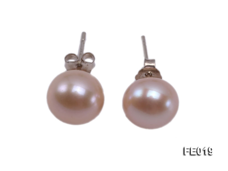 9mm Pink Flat Cultured Freshwater Pearl Earrings