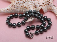 12mm greenish black round seashell pearl necklace