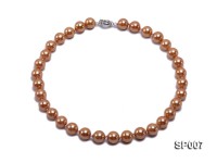 12mm reddish bronze round seashell pearl necklace