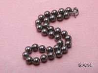 12mm dark grey round seashell pearl necklace