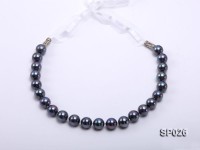 12mm black round seashell pearl necklace with white ribbon
