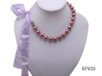 12mm lavender seashell pearl necklace with purple ribbon
