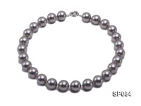 16mm shiny grey round seashell pearl necklace