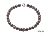 14mm dark grey round seashell pearl necklace