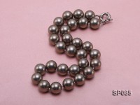 14mm dark grey round seashell pearl necklace