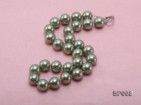 14mm peacock green round seashell pearl necklace