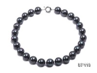 16mm shiny black round seashell pearl necklace
