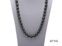 14mm dark green round seashell pearl opera necklace