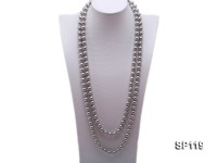 10mm grey round seashell pearl opera necklace