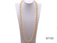 14mm golden round seashell pearl opera necklace