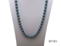 12mm peacock blue round seashell pearl necklace