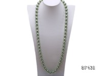 14mm light green round seashell pearl necklace