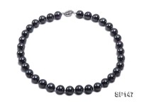 14mm black round seashell pearl necklace