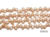 Wholesale 6x8mm Orange Pink Side-drilled Cultured Freshwater Pearl String