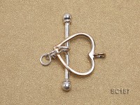 20mm Single-strand Heart-shaped Sterling Silver Toggle Clasp