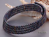 Four-row 5mm Black Freshwater Pearl Choker Necklace and Bracelet Set