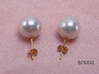 Classic 12mm white round seashell pearl earrings in sterling silver