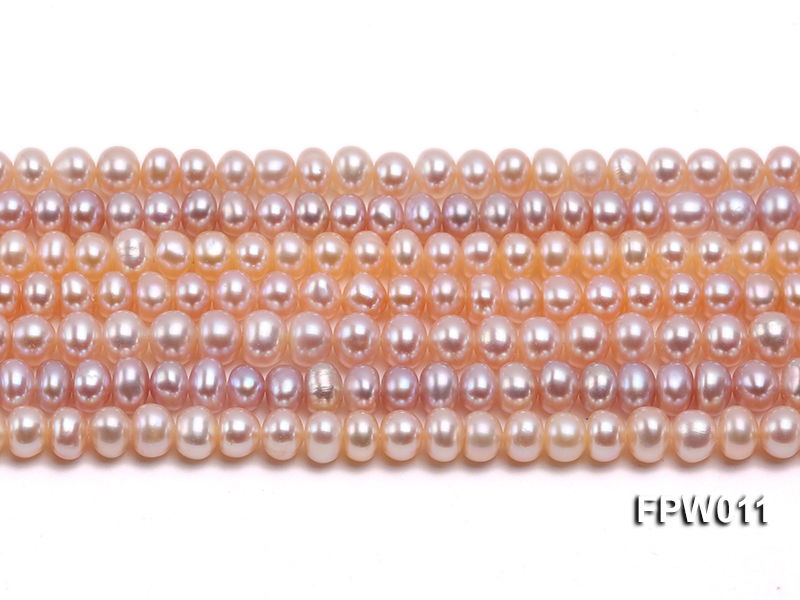 Wholesale 5×5.5mm Pink Flat Cultured Freshwater Pearl String