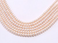 Wholesale 7.5x9mm Classic White Flat Cultured Freshwater Pearl String