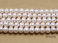 Wholesale 11x12mm Classic White Flat Cultured Freshwater Pearl String