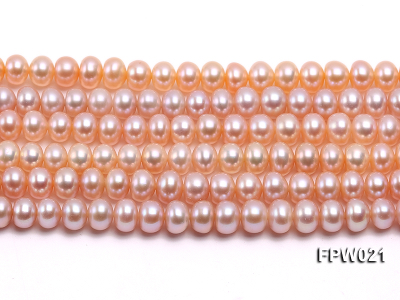 Wholesale 6.5x8mm Natural Pink Flat Cultured Freshwater Pearl String