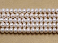 Wholesale 8×10.5mm Classic White Flat Cultured Freshwater Pearl String