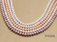 Wholesale 8.5x10mm White and Pink Flat Freshwater Pearl String