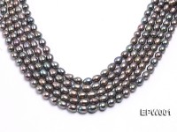 Wholesale 9X11mm Black Rice-shaped Freshwater Pearl String