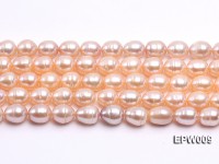 Wholesale 9x11mm pink  Rice-shaped Freshwater Pearl String