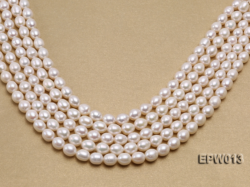 Wholesale Classic 8x9mm White Rice-shaped Freshwater Pearl String