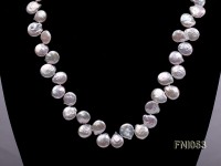 Classic 11-12mm White side-drilled Button Freshwater Pearl Necklace