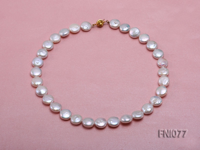 Classic 12mm White Button-shaped Freshwater Pearl Necklace