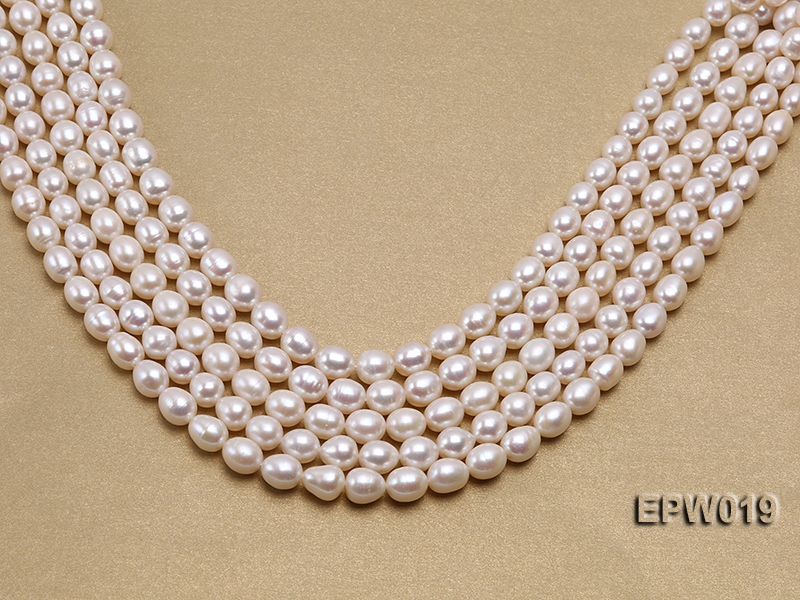 Wholesale 8.5x9mm Classic White Rice-shaped Freshwater Pearl String