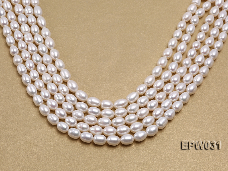 Wholesale 8X9mm Classic White Rice-shaped Freshwater Pearl String