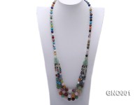 8mm Three-Row Colorful Gemstone Necklace