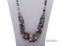 8mm Three-Row Colorful Gemstone Necklace