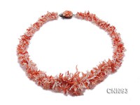 5-40mm Natural Pink and White Coral Stick&Chip Necklace