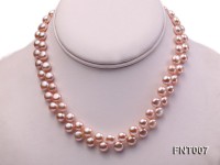 7-8mm Pink Flat Freshwater Pearl Necklace and Bracelet Set