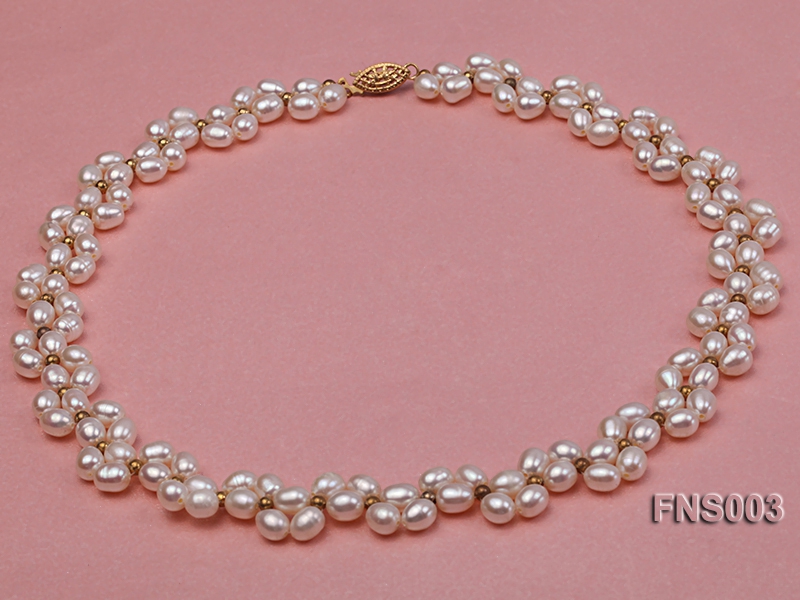 5-5.5mm natural white rice freshwater pearl single necklace