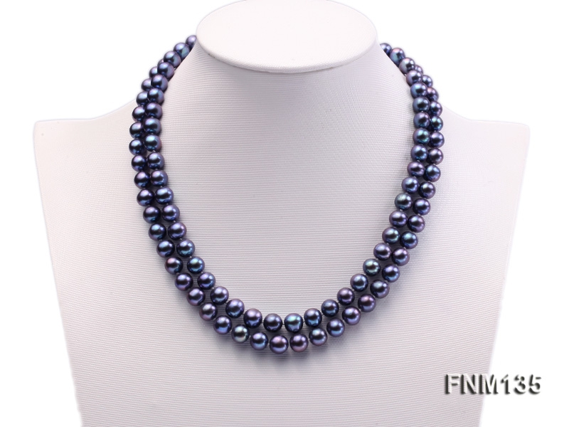 2 strand 8-8.5mm dark peuple freshwater pearl necklace