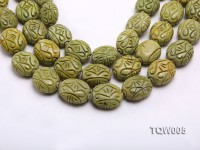 Wholesale 25x35mm Oval Green Carved Turquoise Beads String