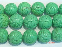 Wholesale 15mm Round Green Carved Turquoise Beads String