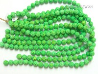 Wholesale 11-12mm Round Green Carved Turquoise Beads String