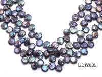 Wholesale 12-15mm Black Button-shaped Cultured Freshwater Pearl String
