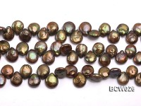 Wholesale 12-14mm Coffee Button-shaped Cultured Freshwater Pearl String