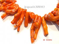 Wholesale 35-80mm Irregular Orange Coral Sticks Loose String