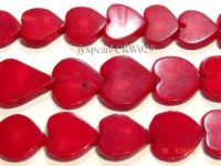 Wholesale 16.5-17mm Heart-shaped Red Coral Beads Loose String